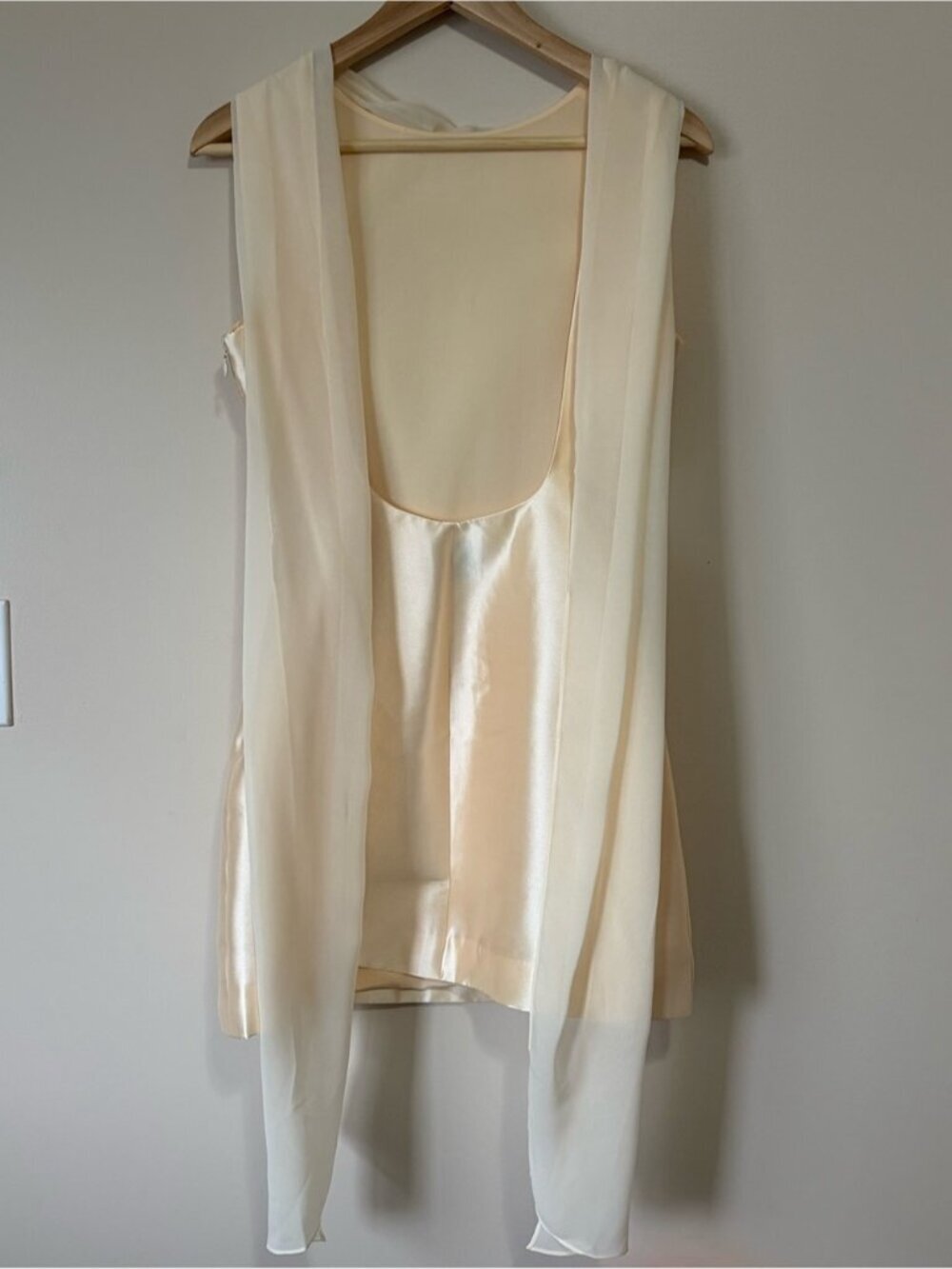 NEW Reformation Ecru Mini Scarf Detail Dress Butter Bridal Cream | US 2 UK 6 - Picture 9 of 15